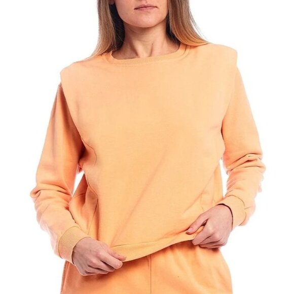 GB Gianni Bini Drop Shoulder Sweatshirt Size XS Melon Orange Juniors New - Picture 1 of 9